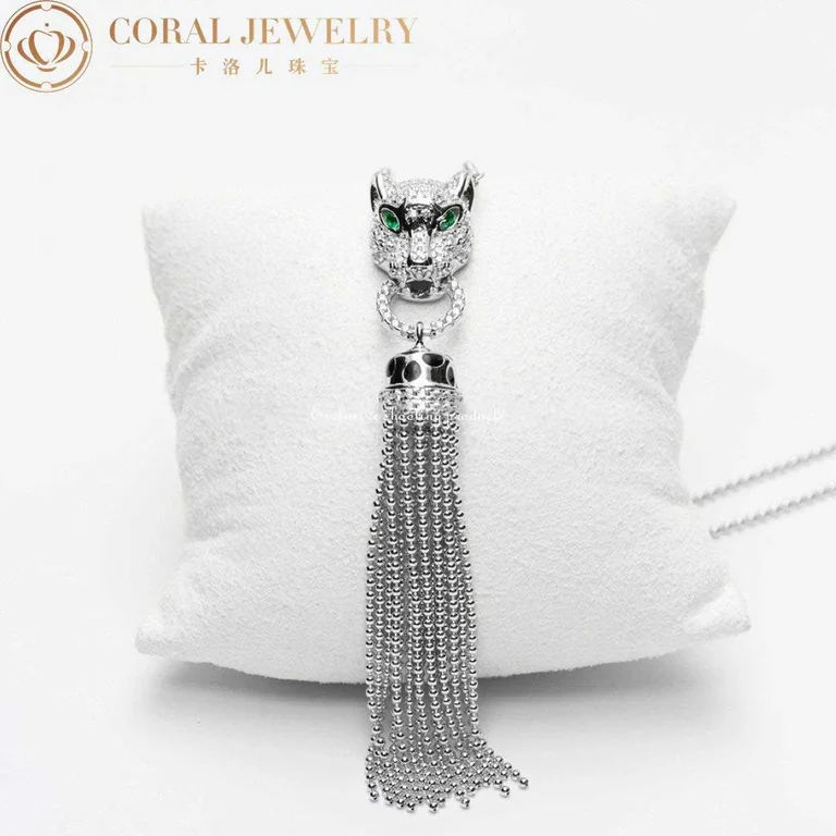 Cartier N7424122 Panthère de Cartier Necklace White Gold Emeralds Onyx 11