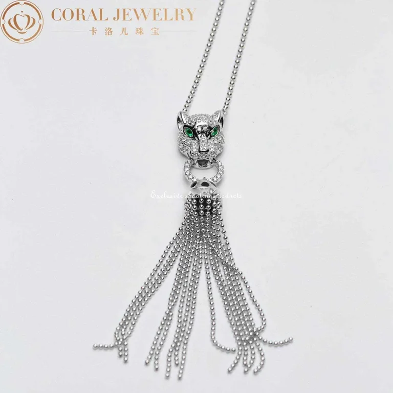 Cartier N7424122 Panthère de Cartier Necklace White Gold Emeralds Onyx 12