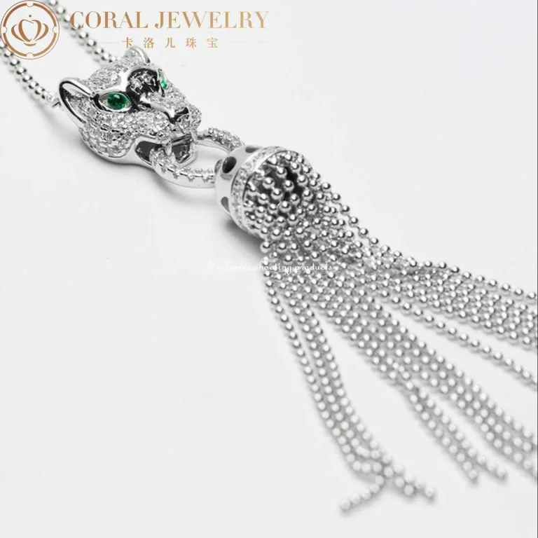 Cartier N7424122 Panthère de Cartier Necklace White Gold Emeralds Onyx 14