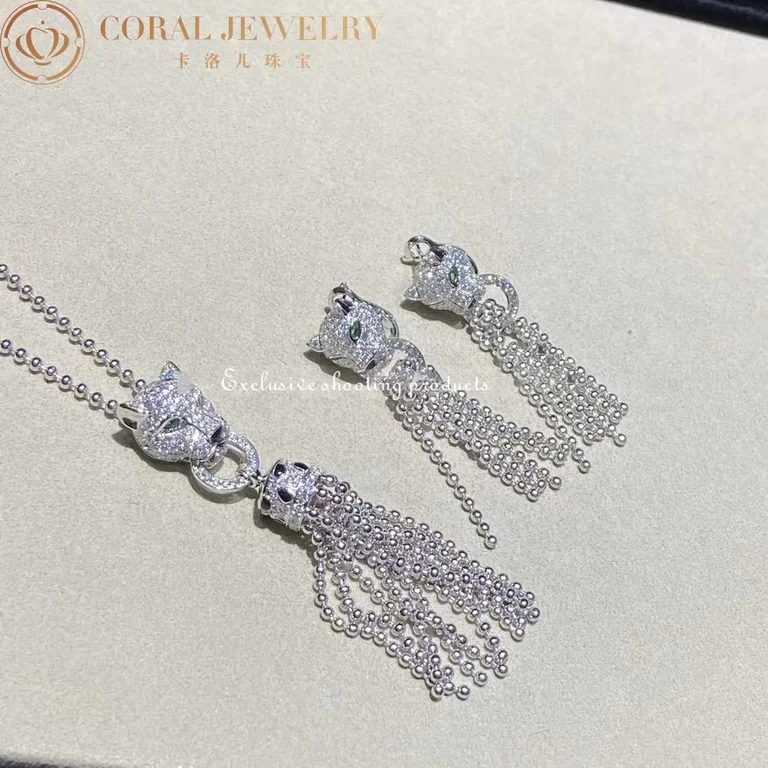 Cartier N7424122 Panthère de Cartier Necklace White Gold Emeralds Onyx 17