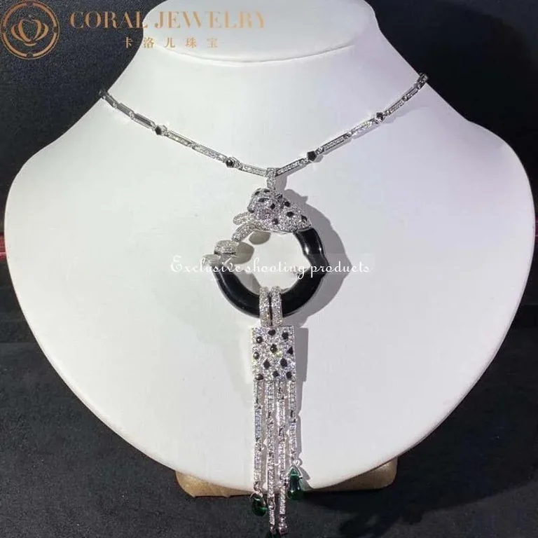 Cartier Panthère de H7000030 Cartier Necklace White Gold With Emeralds Onyx and Diamonds 8