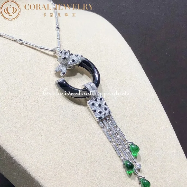 Cartier Panthère de H7000030 Cartier Necklace White Gold With Emeralds Onyx and Diamonds 6