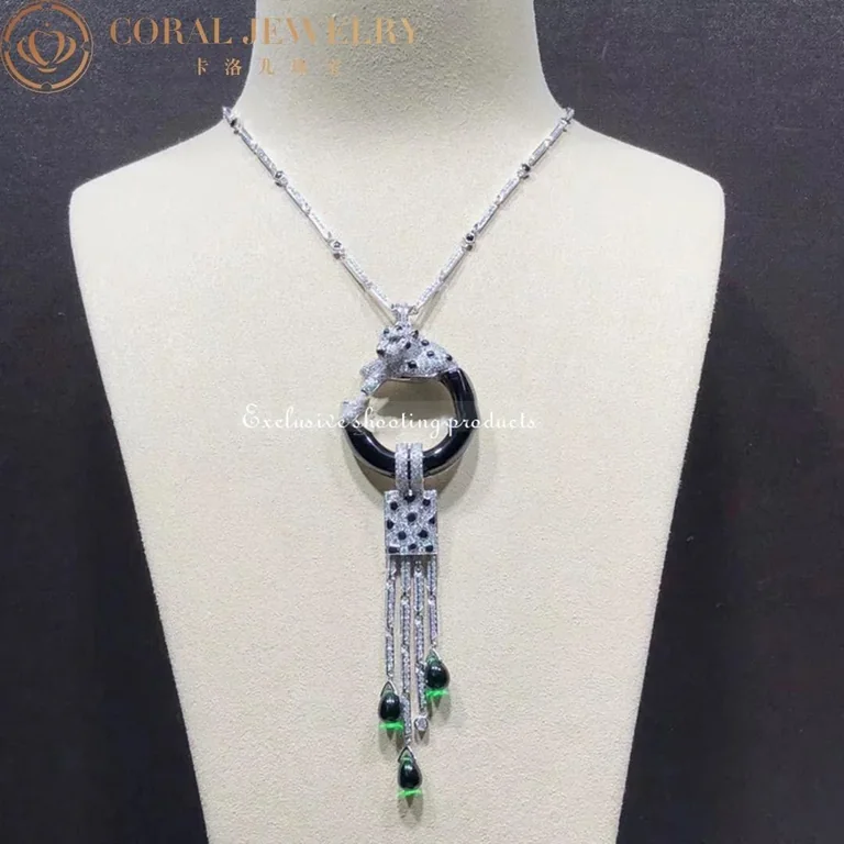 Cartier Panthère de H7000030 Cartier Necklace White Gold With Emeralds Onyx and Diamonds 4