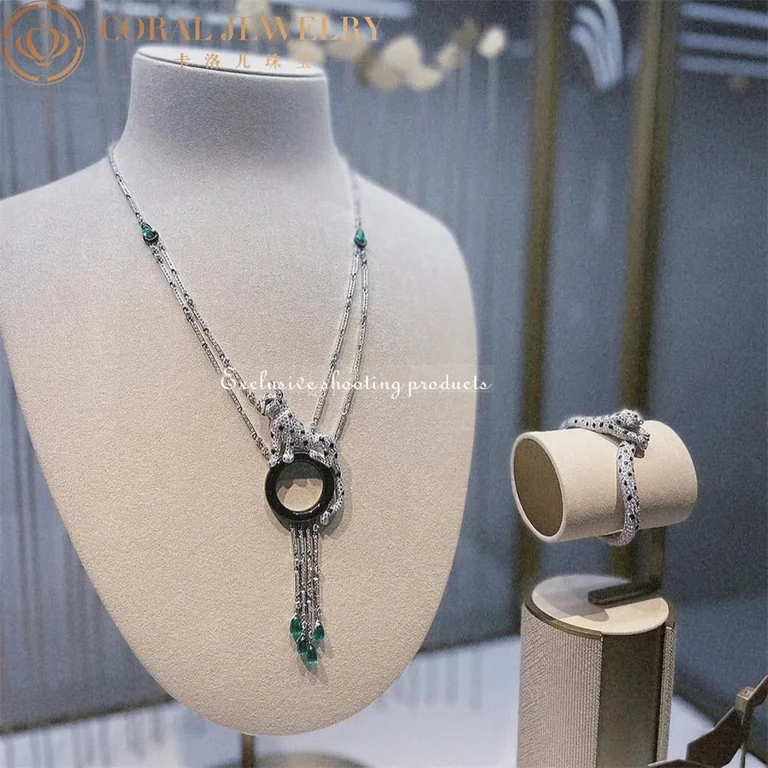 Cartier Panthère de H7000743 Cartier Necklace White Gold Onyx Emeralds Diamonds 13