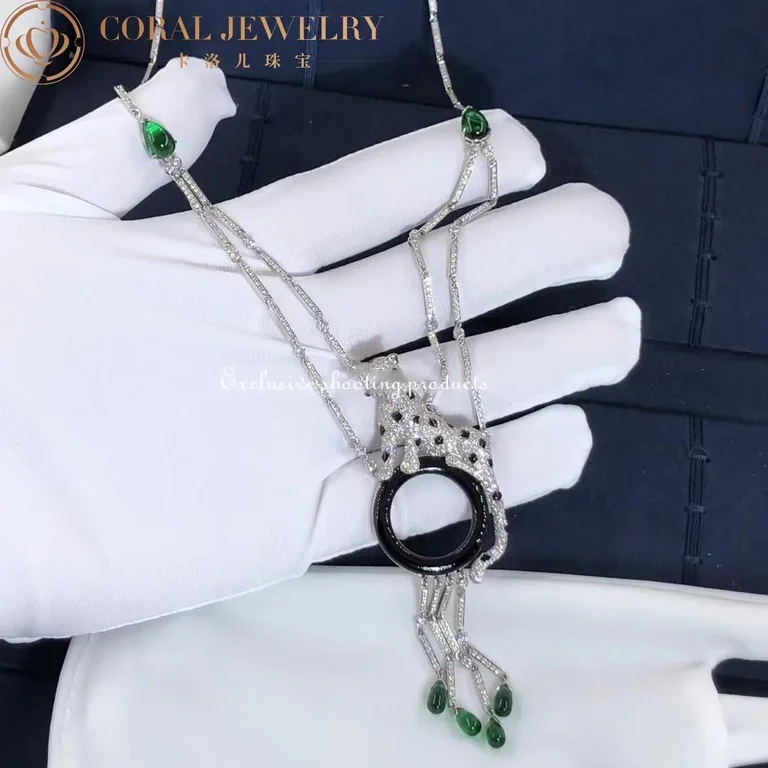 Cartier Panthère de H7000743 Cartier Necklace White Gold Onyx Emeralds Diamonds 11