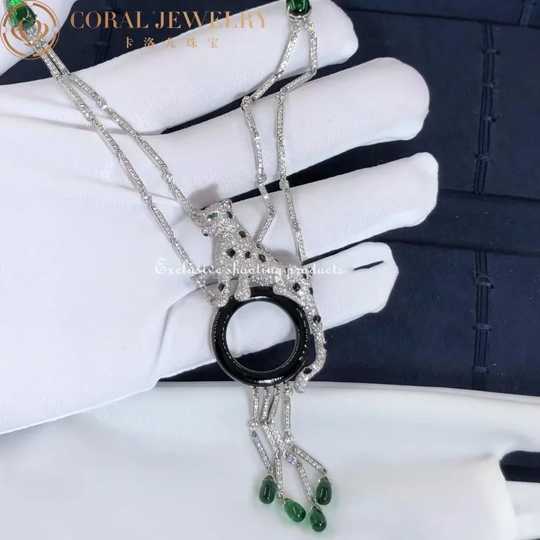 Cartier Panthère de H7000743 Cartier Necklace White Gold Onyx Emeralds Diamonds 9