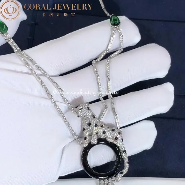 Cartier Panthère de H7000743 Cartier Necklace White Gold Onyx Emeralds Diamonds 8
