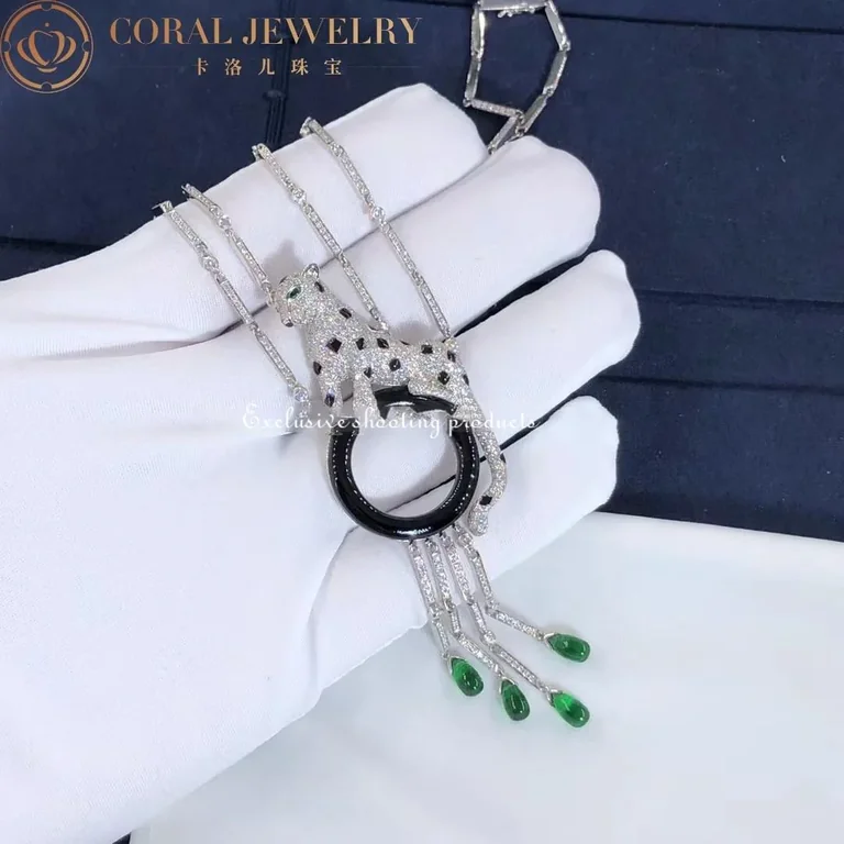 Cartier Panthère de H7000743 Cartier Necklace White Gold Onyx Emeralds Diamonds 7