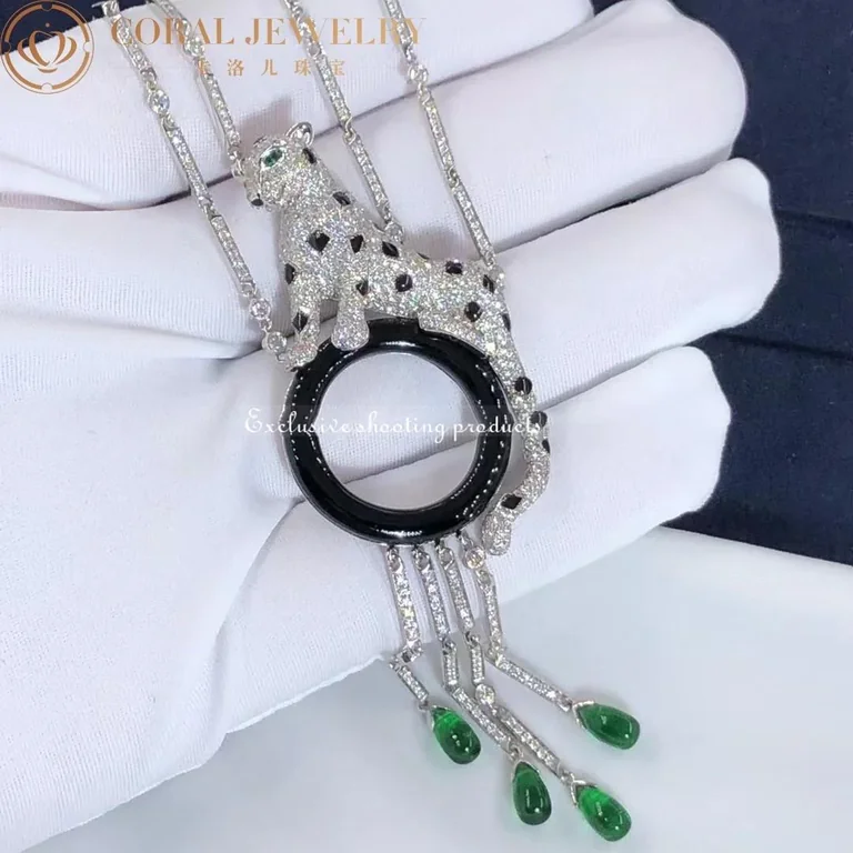 Cartier Panthère de H7000743 Cartier Necklace White Gold Onyx Emeralds Diamonds 6