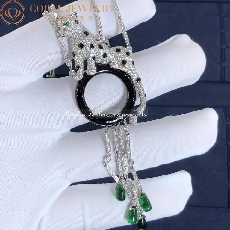 Cartier Panthère de H7000743 Cartier Necklace White Gold Onyx Emeralds Diamonds 5