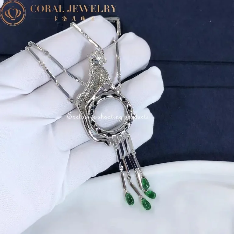 Cartier Panthère de H7000743 Cartier Necklace White Gold Onyx Emeralds Diamonds 3