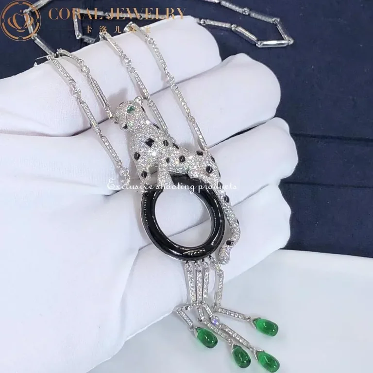 Cartier Panthère de H7000743 Cartier Necklace White Gold Onyx Emeralds Diamonds 2