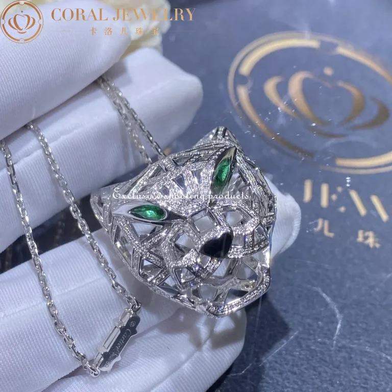 Cartier Panthère de N7424209 Cartier Necklace White Gold Diamonds Emeralds 7