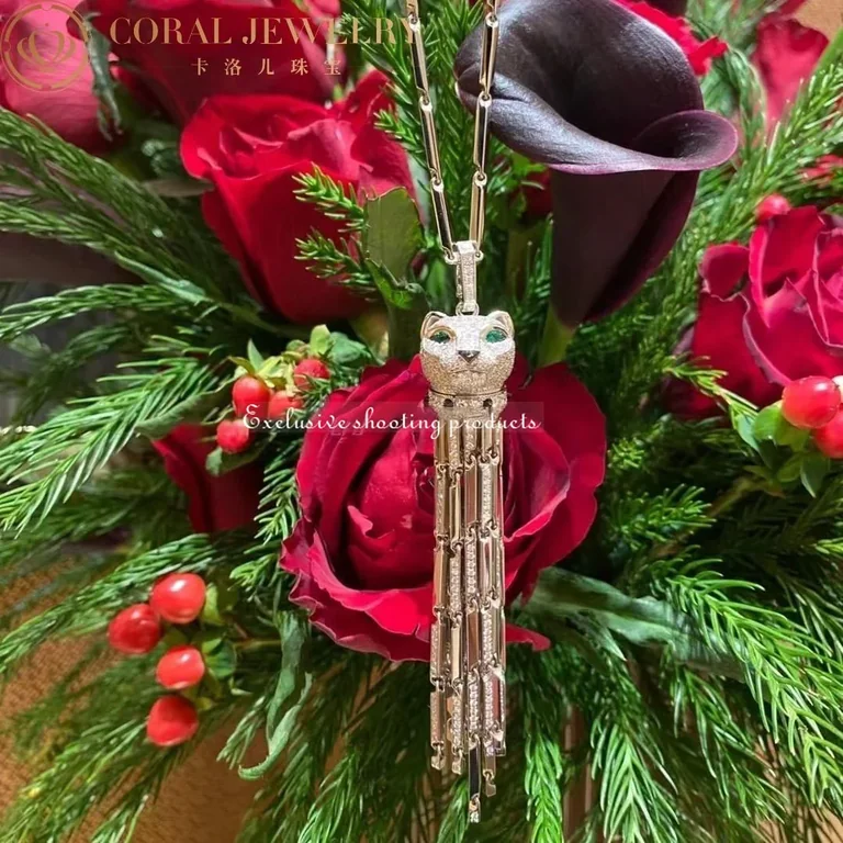 Cartier Panthère de Cartier Necklace White Gold Diamond Panthere Tassel Pendant Necklace HP700899 1