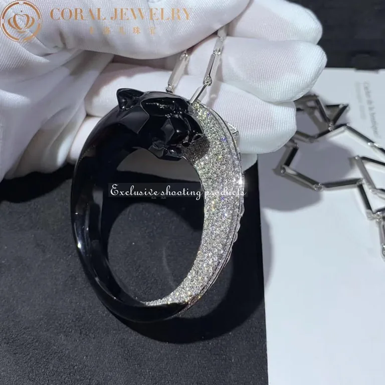 Panthère de Cartier HP700855 Necklace White Gold Black Ceramic Onyx Emeralds Diamonds