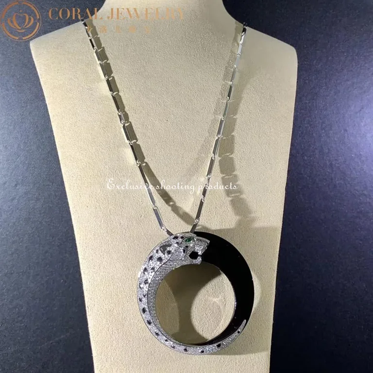 Panthère de Cartier HP700855 Necklace White Gold Black Ceramic Onyx Emeralds Diamonds