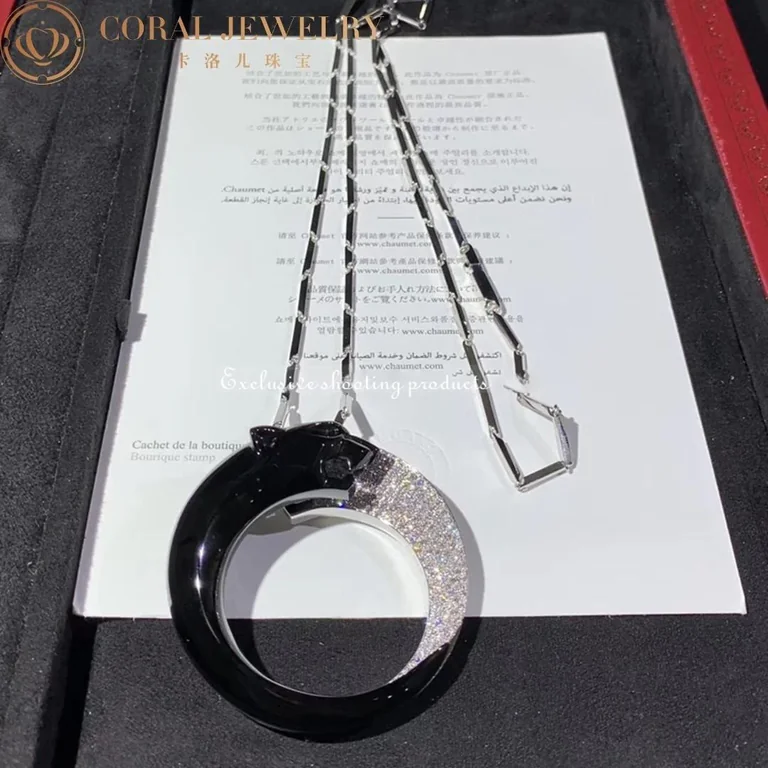 Panthère de Cartier HP700855 Necklace White Gold Black Ceramic Onyx Emeralds Diamonds