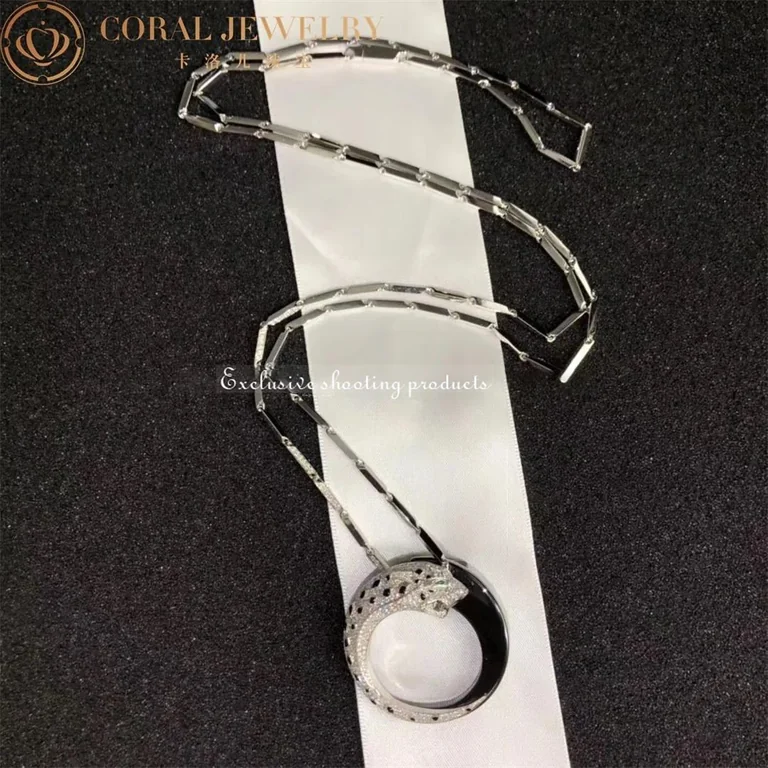 Panthère de Cartier HP700855 Necklace White Gold Black Ceramic Onyx Emeralds Diamonds