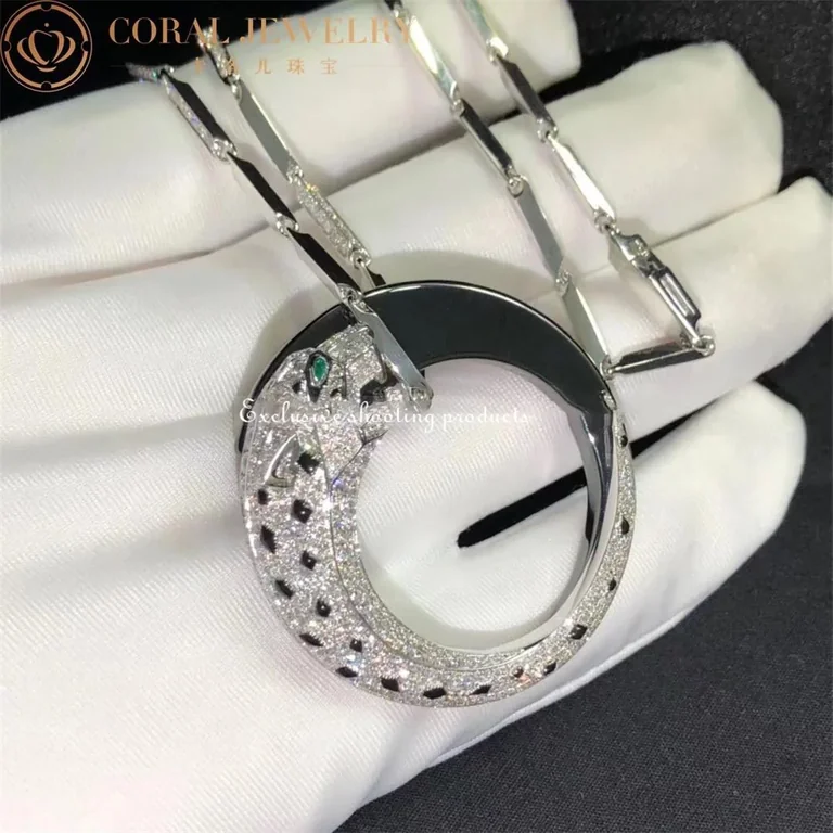 Panthère de Cartier HP700855 Necklace White Gold Black Ceramic Onyx Emeralds Diamonds