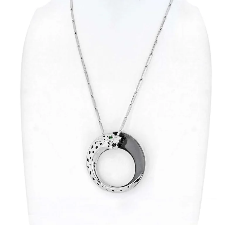 Cartier Panthère de N3028600 Cartier Necklace White Gold Black Ceramic Onyx Emeralds 4