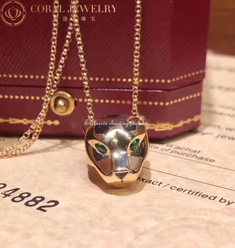 Cartier Panthère de B7224756 Cartier Necklace Rose Gold Tsavorite Onyx 9