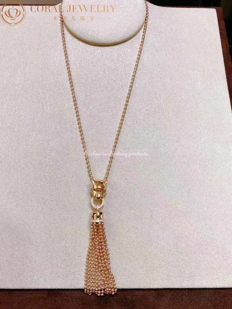 Cartier N7424239 Panthère de Cartier Necklace Rose Gold Tsavorite Onyx and Diamonds 4