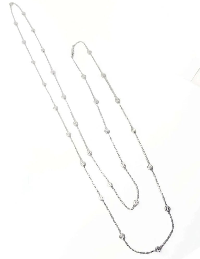 Cartier Love Necklace Screws Station Long 18 Karat White Gold Chain 5