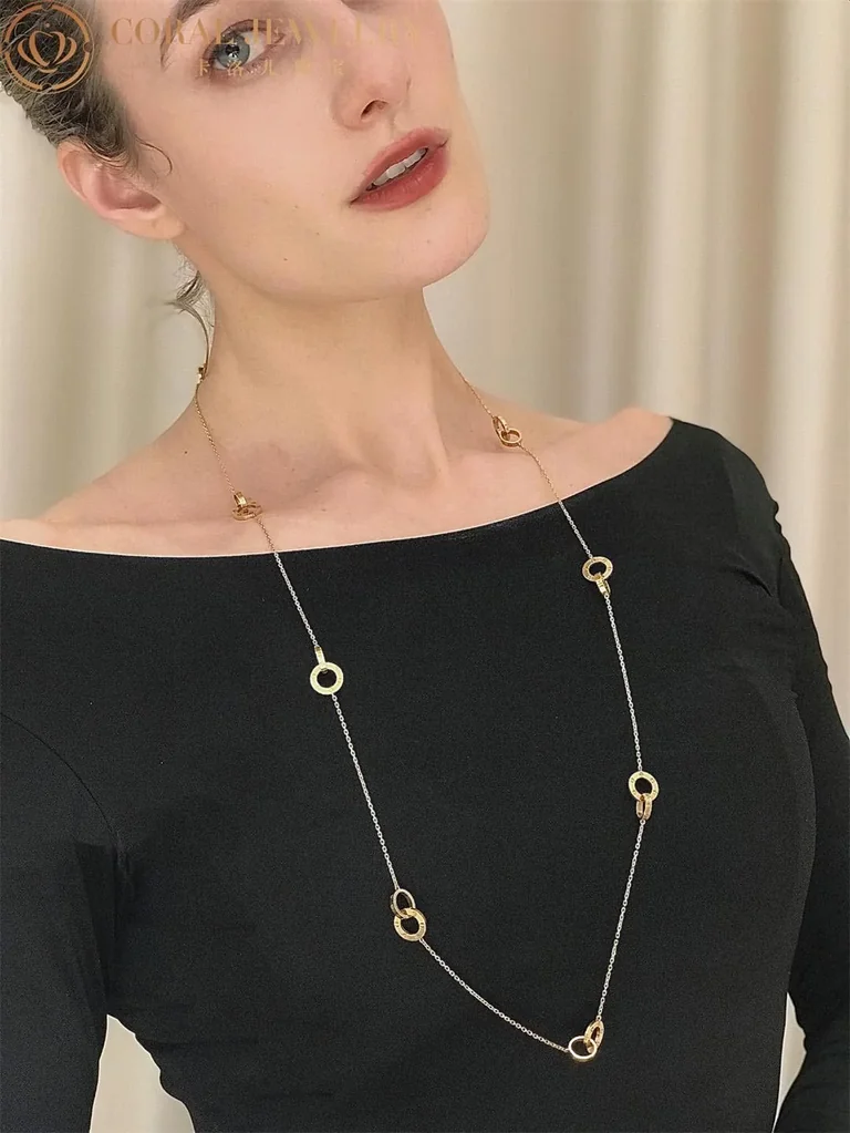 Cartier Love Necklace B7216800 Long Chain 18K Yellow Gold Long Necklace 7