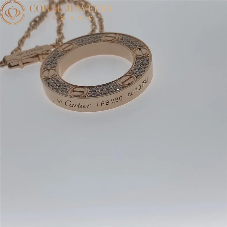 Cartier B7224527 Love Necklace Diamond-paved Rose Gold 11