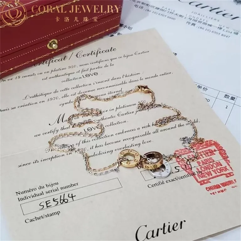 Cartier Love Necklace B7219700 6 Diamonds Rose Gold White Gold Diamonds 5