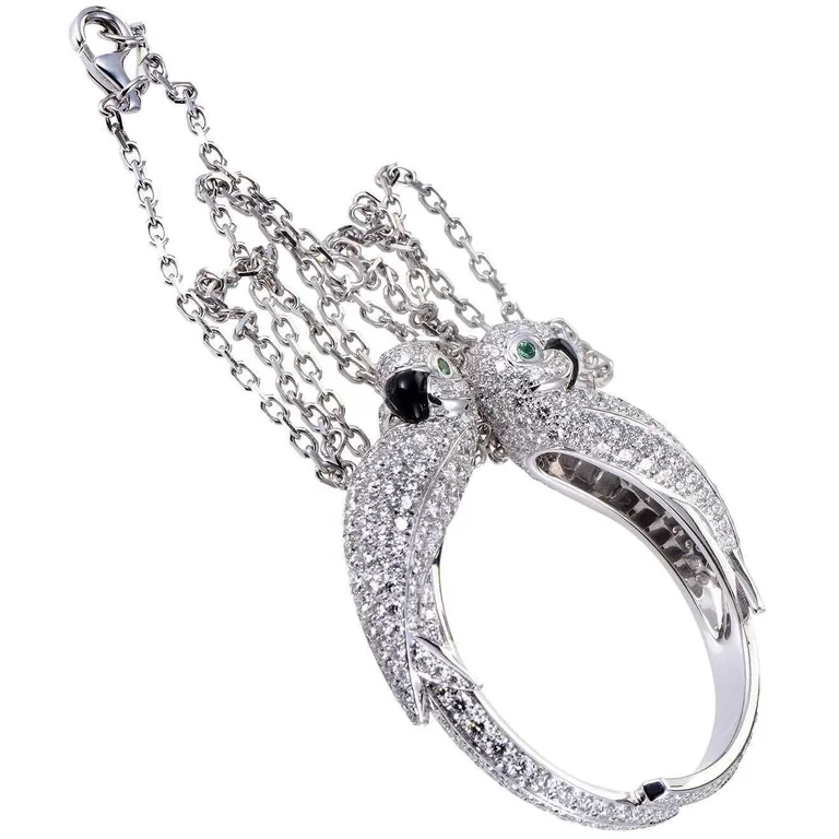 Cartier Les Oiseaux Libérés N7407400 Necklace White Gold Multi-Gemstone Pendant 2