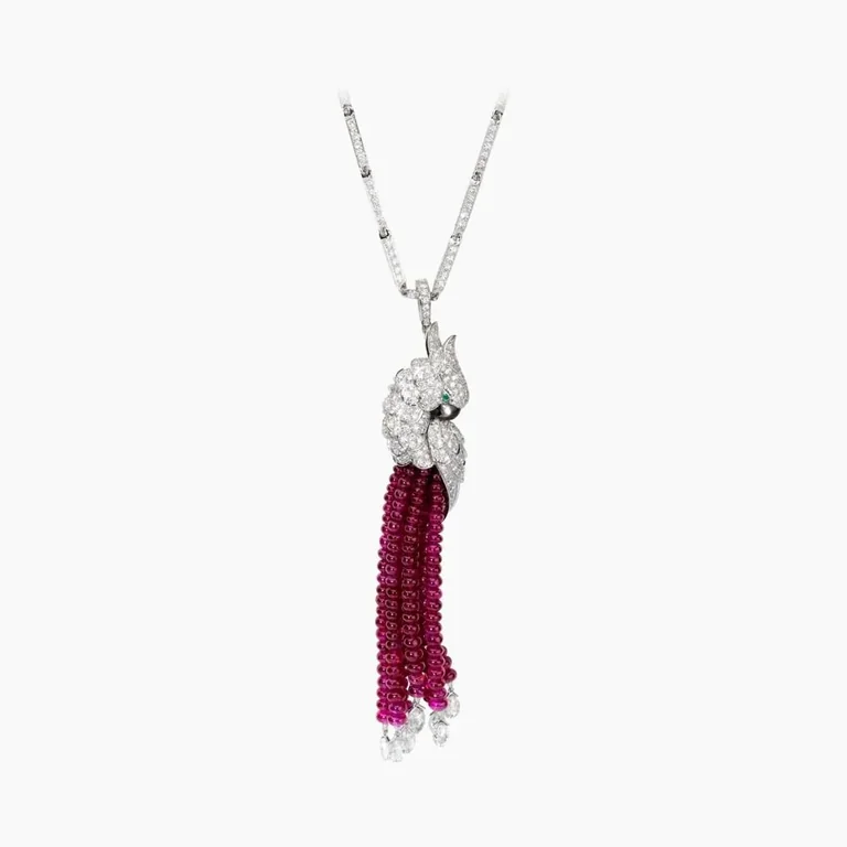 Cartier Les Oiseaux Libérés Necklace White Gold Diamond Beads Pendant 13CT HP700679 HP700678 HP700677 6