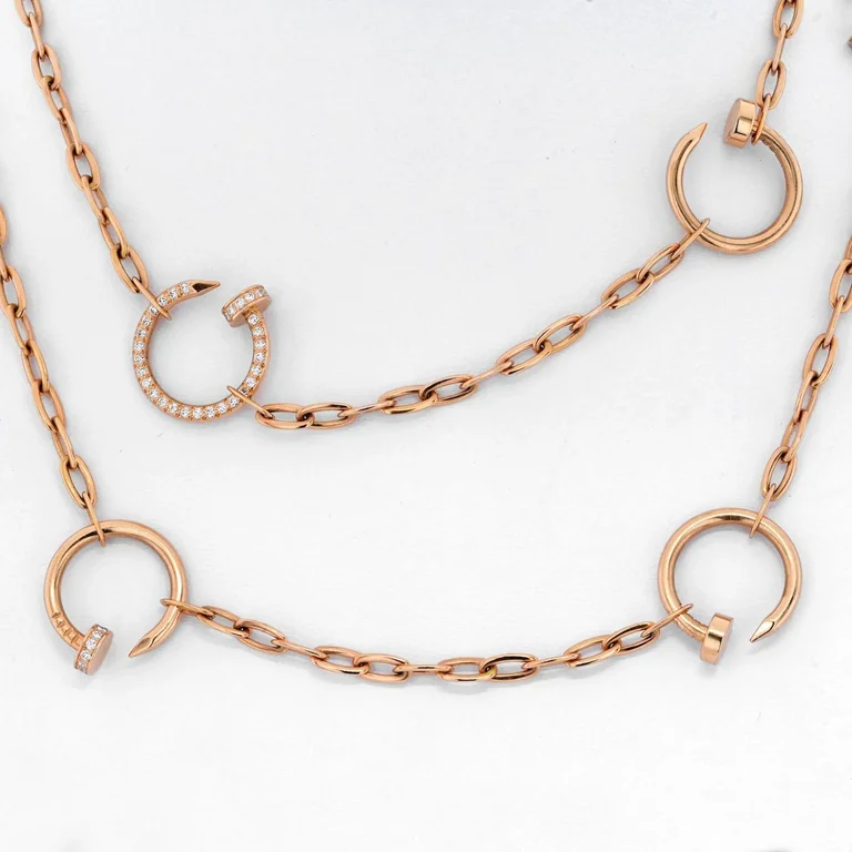 Cartier N7413400 Juste Un Clou Rose Gold Diamond Chain Necklace 15