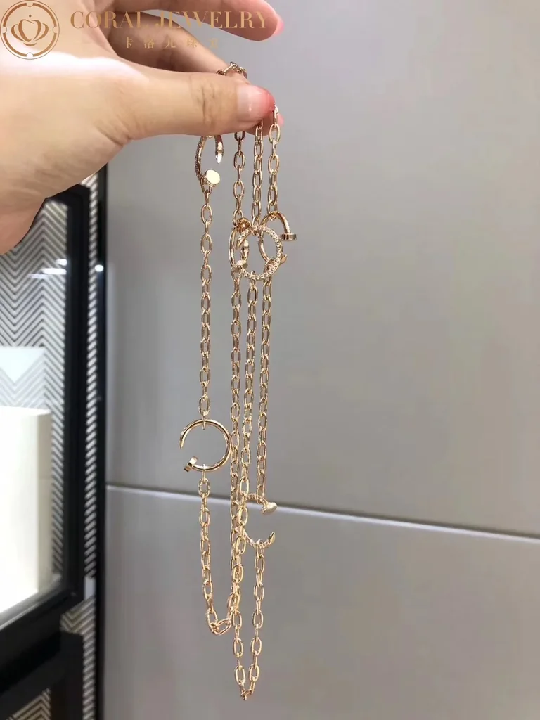 Cartier N7413400 Juste Un Clou Rose Gold Diamond Chain Necklace 12
