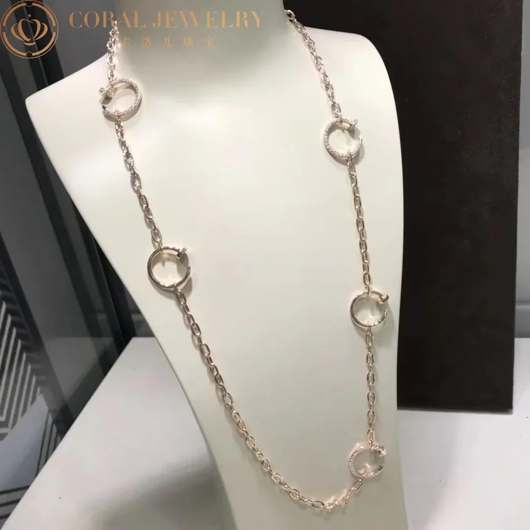 Cartier N7413400 Juste Un Clou Rose Gold Diamond Chain Necklace 8
