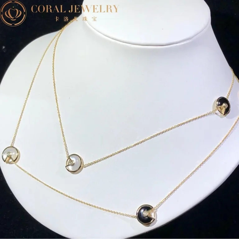 Cartier Amulette De Cartier B7225100 Necklace XS Yellow Gold Onyx White mother-of-pearl Diamond 7