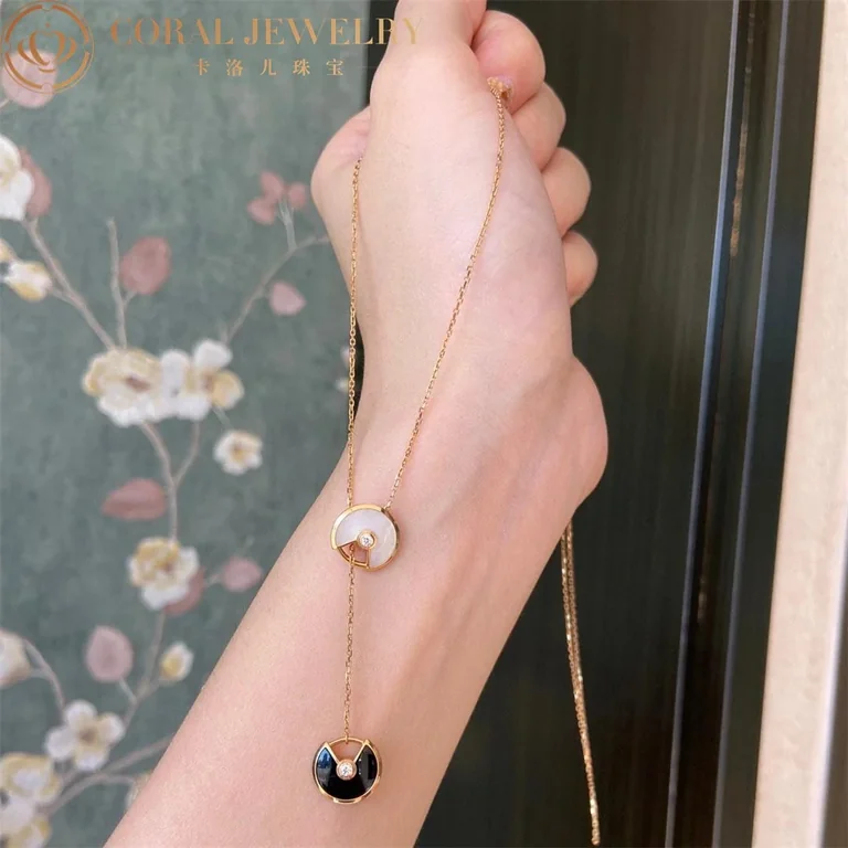 Cartier Amulette De Cartier B7224569 Necklace XS Rose Gold Onyx White mother-of-pearl Diamond 4