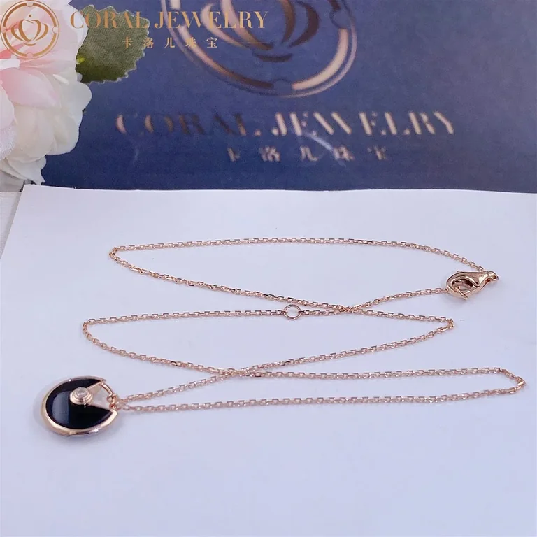 Cartier Amulette De Cartier B3047200 Necklace XS Model Rose Gold Onyx 5
