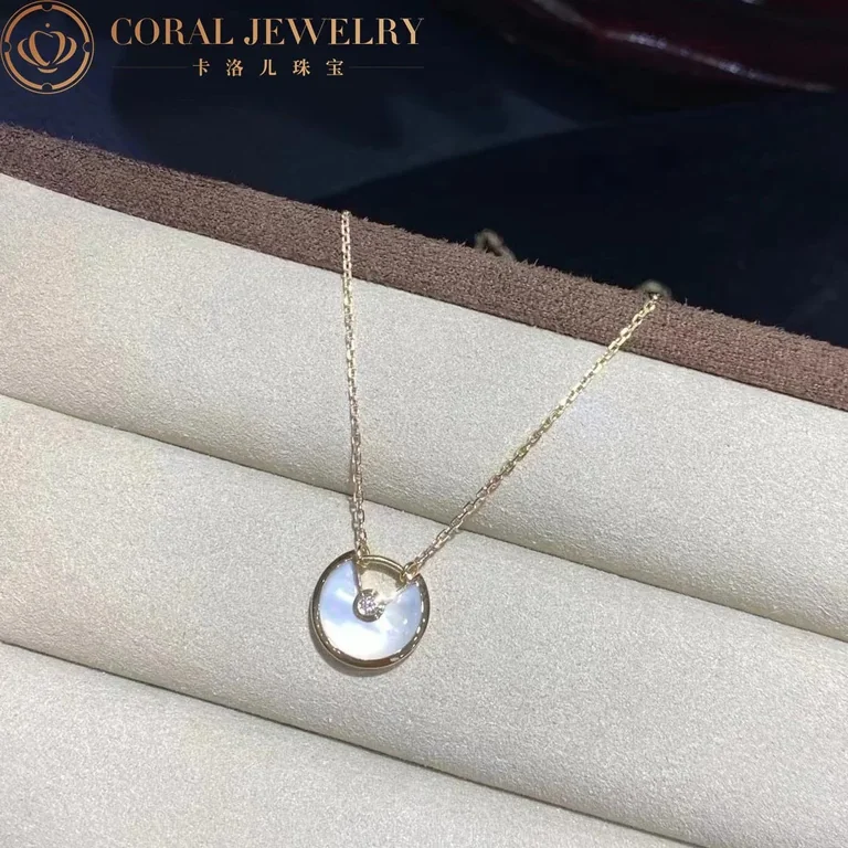Cartier Amulette De B3047100 Cartier Necklace XS Model Yellow Gold White Mother-of-pearl 8