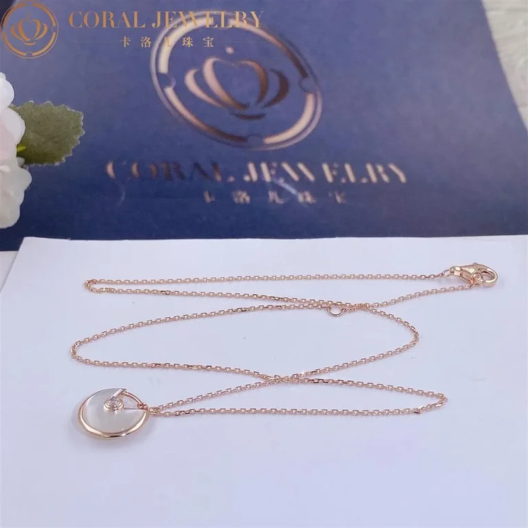 Cartier Amulette De B3047100 Cartier Necklace XS Model Yellow Gold White Mother-of-pearl 5