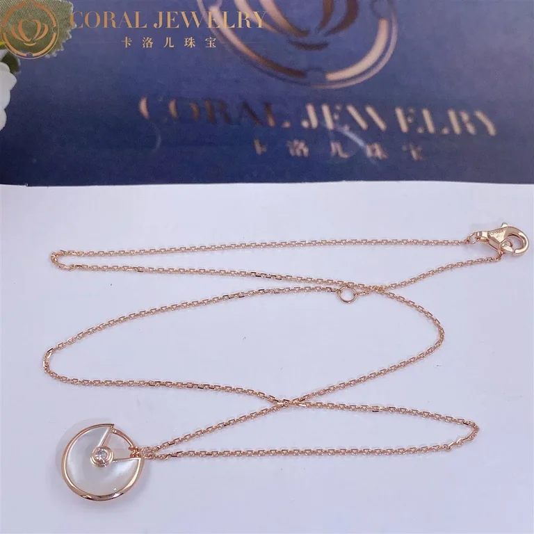 Cartier Amulette De B3047100 Cartier Necklace XS Model Yellow Gold White Mother-of-pearl 4