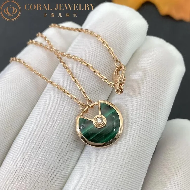 Cartier Amulette De Cartier B7224550 Necklace XS Model Rose Gold Malachite 2