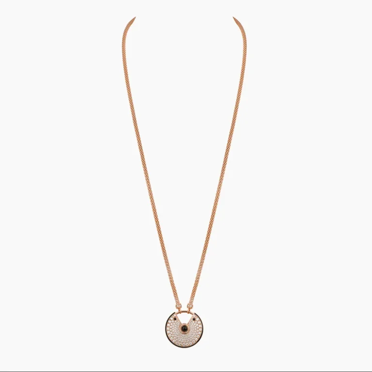 Cartier Amulette De Cartier N329900 Necklace Large Model Rose Gold Diamonds Onyx 1
