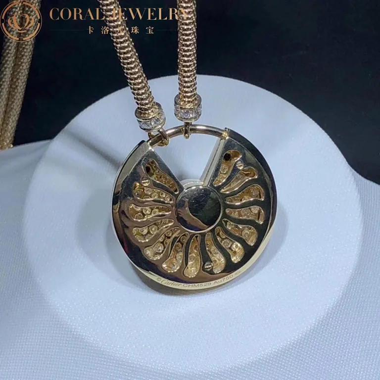 Cartier Amulette De Cartier N329900 Necklace Large Model Rose Gold Diamonds Onyx 5