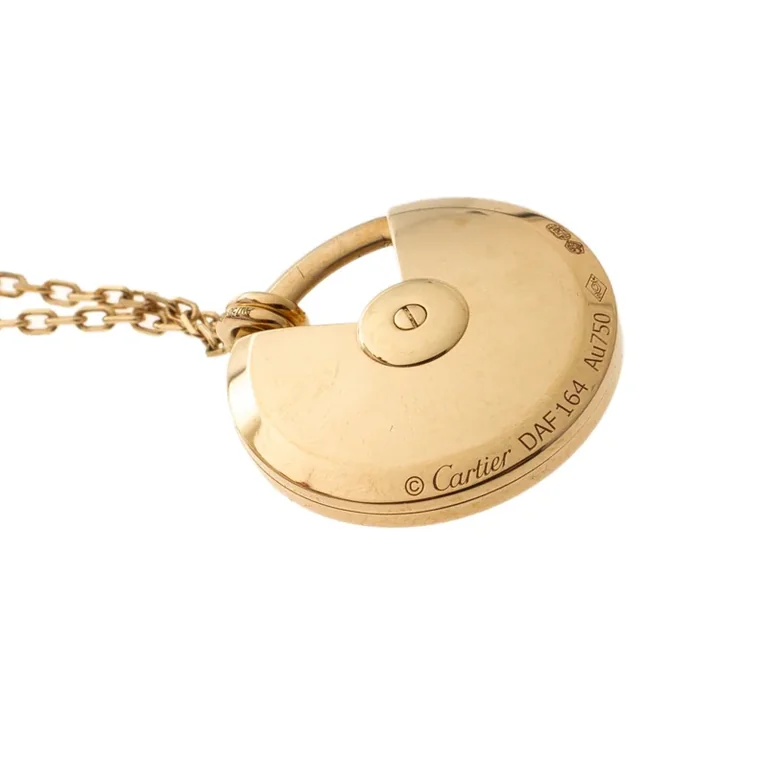 Cartier Amulette de B7224541 Cartier Diamond Textured 18k Yellow Gold Long Necklace 3