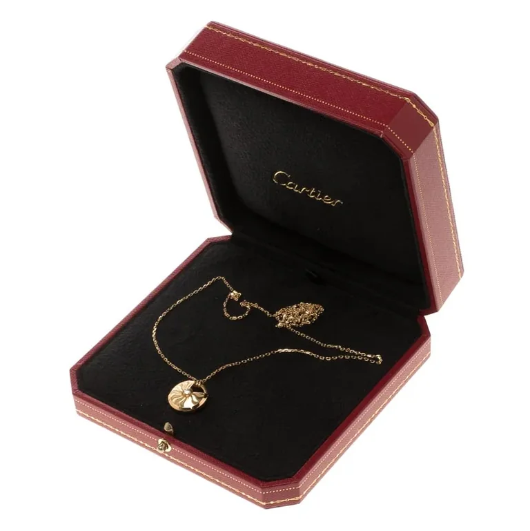 Cartier Amulette de B7224541 Cartier Diamond Textured 18k Yellow Gold Long Necklace 4