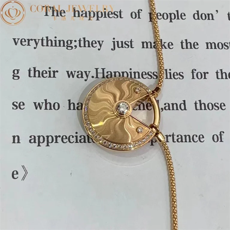 Cartier N7424234 Amulette de Cartier Diamond Rose Gold Guilloche Long Necklace 6