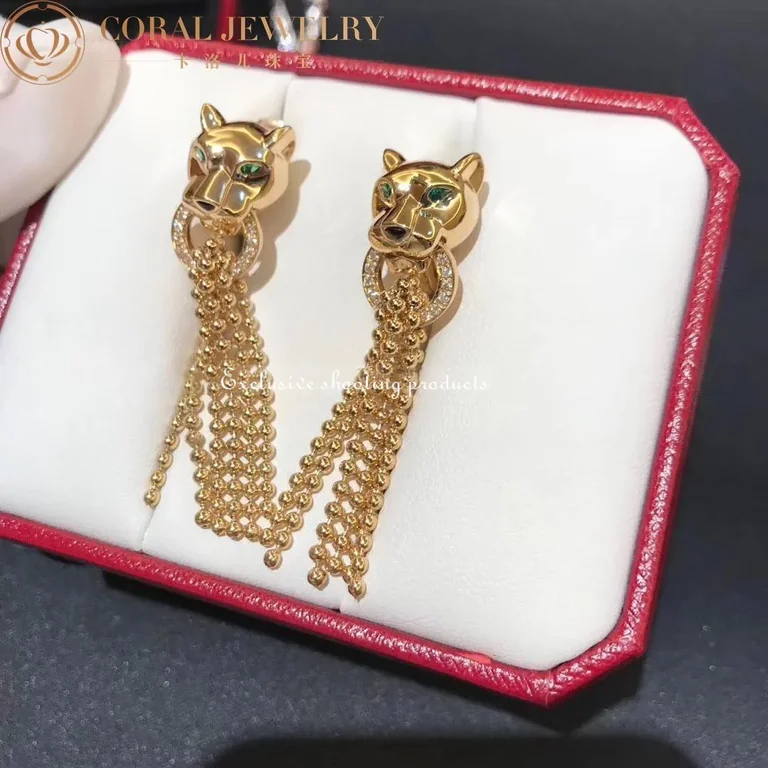 Cartier N8515072 Panthère de Cartier Earrings Yellow Gold Tsavorite Diamonds 5