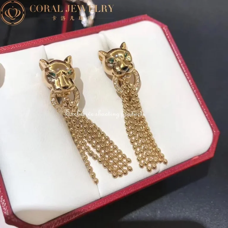 Cartier N8515072 Panthère de Cartier Earrings Yellow Gold Tsavorite Diamonds 4