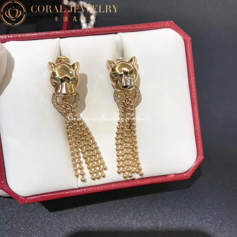 Cartier N8515072 Panthère de Cartier Earrings Yellow Gold Tsavorite Diamonds 3